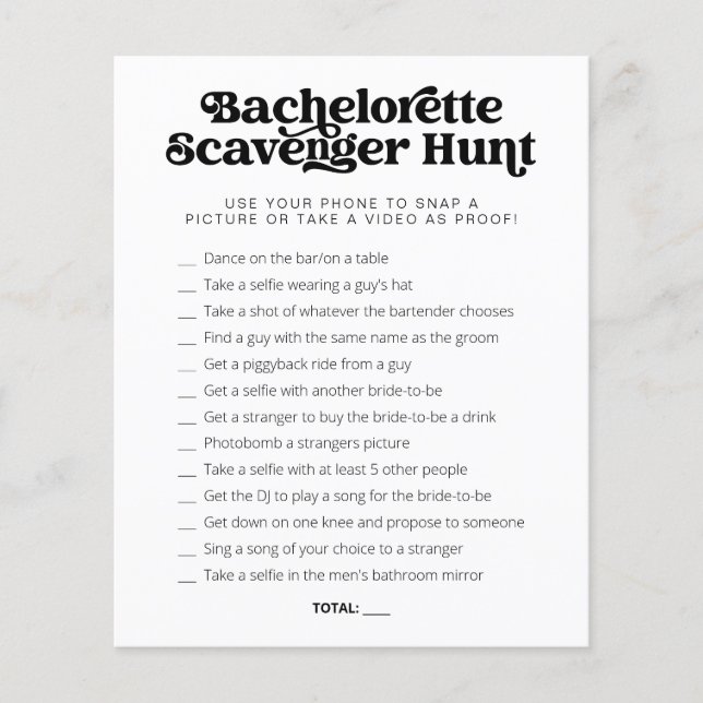 Papier jeu de chasse au trésor pour enterrement de vie de (Devant)