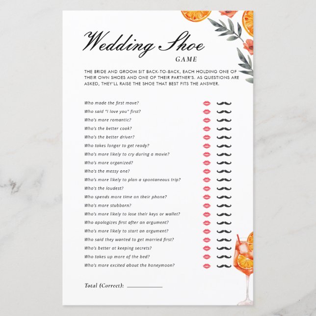 Papier Jeu de chaussures mariage Aperol Spritz Fête des m (Devant)