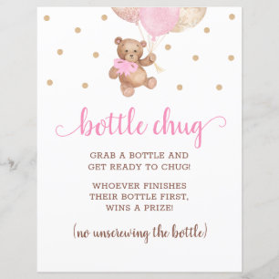 Papier Jeu de Chug de Bouteille Ours en Peluche Rose et O