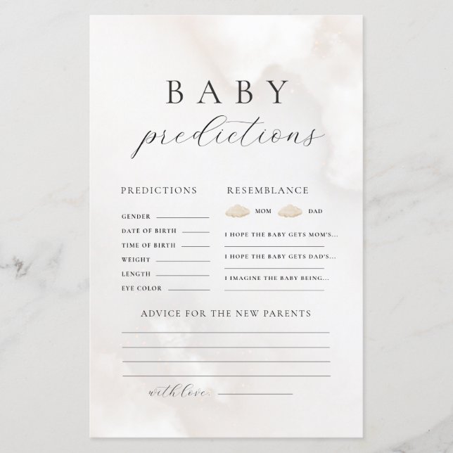 Papier Jeu de conseils de prédiction des Baby showers neu (Devant)
