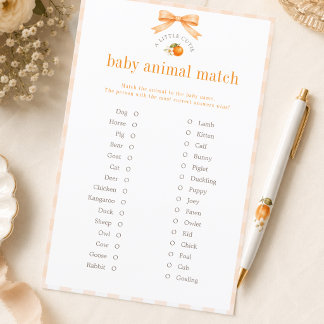 Papier Jeu de correspondance d'animaux pour Baby Shower L