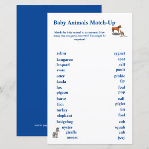 Papier Jeu de correspondance sur le thème des animaux div