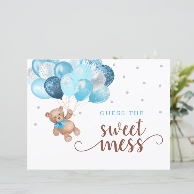 Papier Jeu de couche pour Baby Shower 'Teddy Bear Guess t (Debout devant)