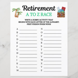 Papier Jeu de course de A à Z pour la retraite
