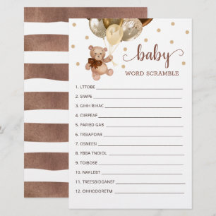 Papier Jeu de course de mots pour le Baby shower Teddy Be