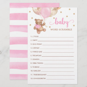 Papier Jeu de course de mots pour le Baby shower Teddy Be