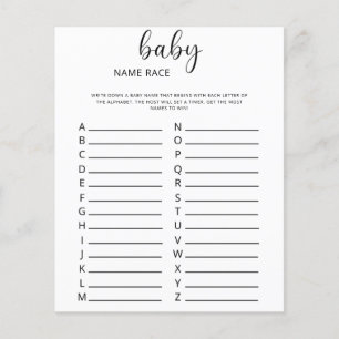 Papier Jeu de course de nom de bébé
