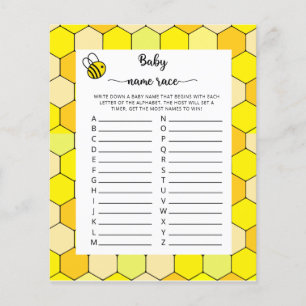 Papier Jeu de course de noms de bébé floraux d'abeille