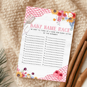 Papier Jeu de course de noms de bébé sous la douche barbe