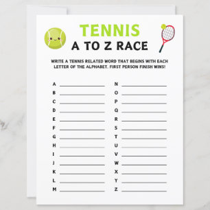 Papier Jeu De Course De Tennis A À Z