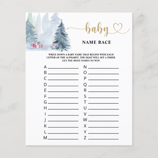 Papier Jeu de course pour bébé d'hiver (Devant)