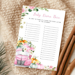 Papier Jeu de course pour le nom de bébé avec camion rose