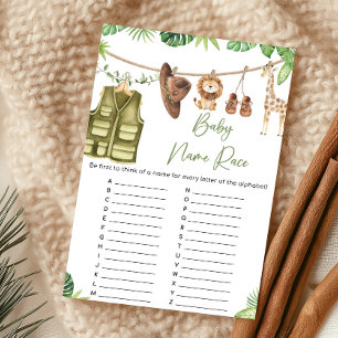 Papier Jeu de course pour le nom de bébé avec les animaux
