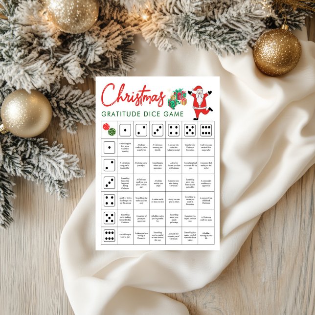 Papier Jeu de dés de gratitude de Noël | Gratitude des Fê (Christmas Gratitude Dice Game | Holiday Gratitude)