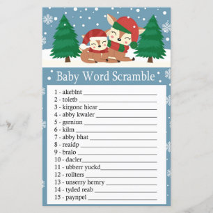 Papier Jeu de désordre de mots de bébé cerf de Noël