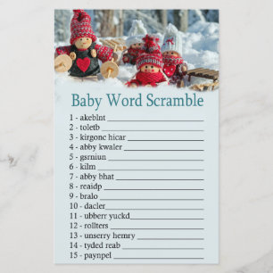 Papier jeu de désordre de mots de lutin de Noël bébé