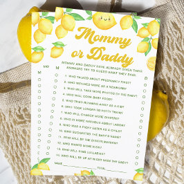 Papier Jeu de devinette Baby Shower au citron : Maman ou