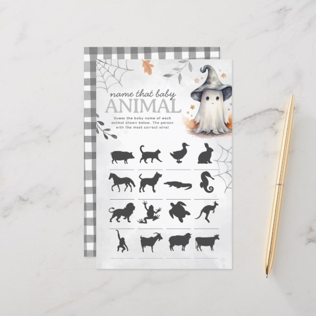 Papier Jeu de devinette de bébé animal fantôme pour Hallo (Devant/Arrière en situation)