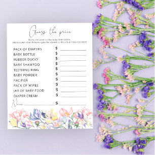 Papier Jeu de devinette de prix de fleurs aquarelles Baby