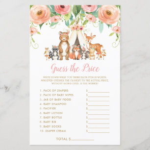 Papier Jeu de devinette de prix pour Baby Shower sur les