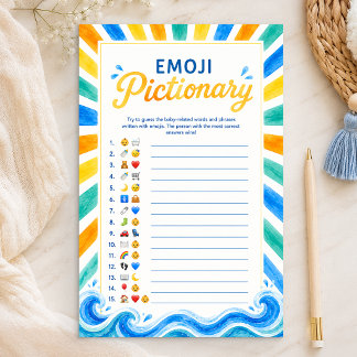 Papier Jeu de devinette Emoji Pictionary Baby Shower Suns