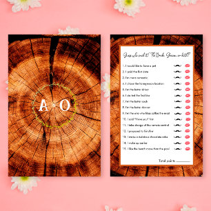Papier Jeu de devinette en bois pour mariage rustique, je