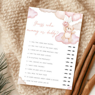 Papier Jeu de devinette Maman ou Papa Ballon Ours Rose