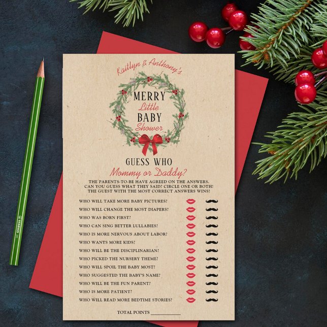 Papier Jeu de devinette pour Baby Shower de Noël Merry Li (Créateur téléchargé)
