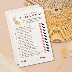 Papier Jeu de devinette pour la fête de mariage Butter To