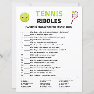 Papier Jeu de devinettes de tennis