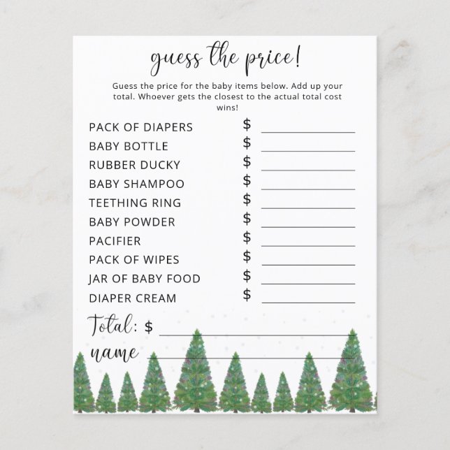 Papier Jeu de devis de prix à feuillage persistant (Devant)