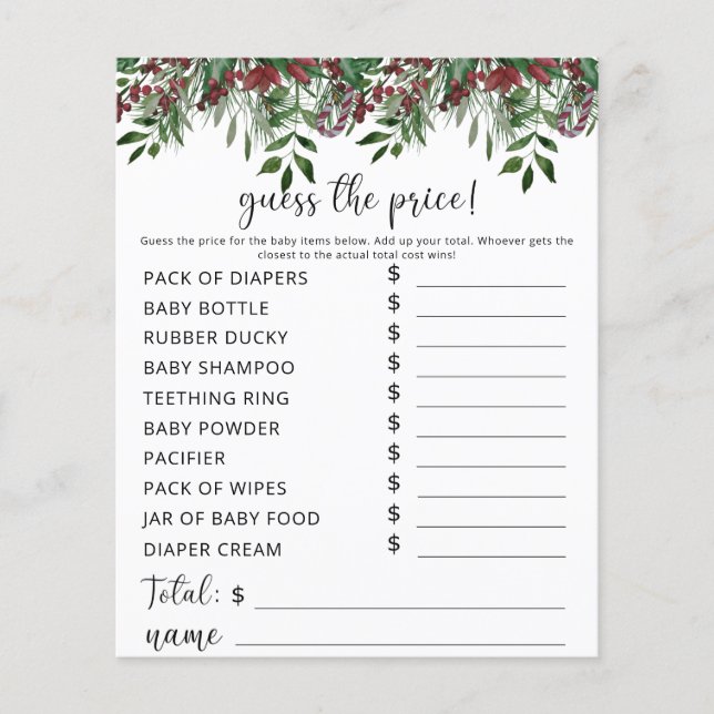 Papier Jeu de devis de prix à feuillage persistant (Devant)