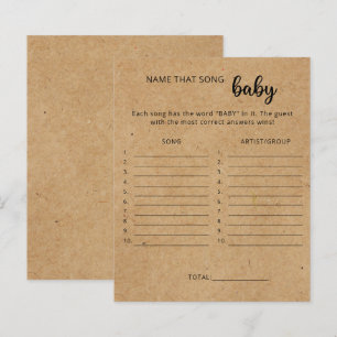 Papier Jeu de douche bébé - Identifier une chanson rustiq