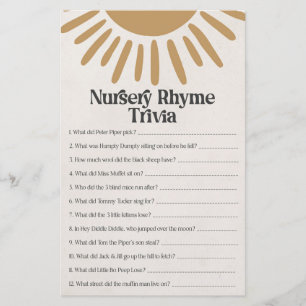 Papier jeu de douche de bébé sur le thème de la nurserie