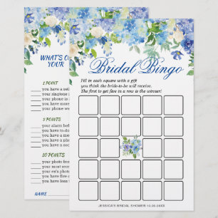 Papier Jeu de douche de mariée aux hortensias bleus DOUBL