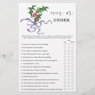 Papier Jeu de douche de mariée hiver dessus ou dessous