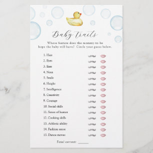 Papier Jeu de douche de Traits de bébé canard en caoutcho
