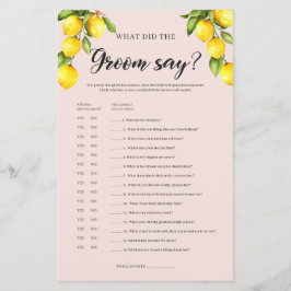 Papier Jeu de douche nuptiale au citron Que le marié a di