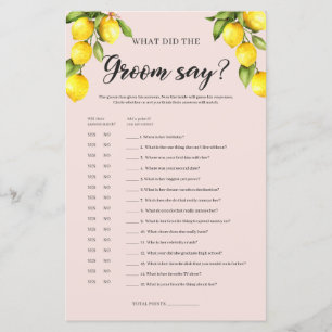 Papier Jeu de douche nuptiale au citron Que le marié a di