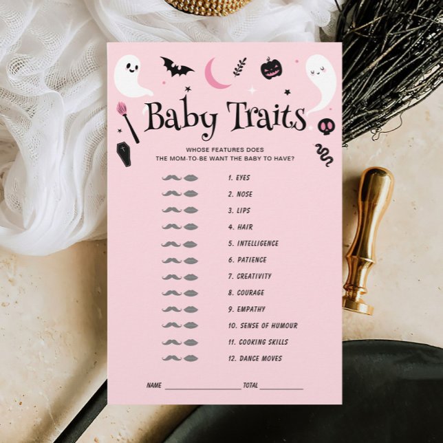 Papier Jeu de douche Pink Halloween Baby Traits (Créateur téléchargé)