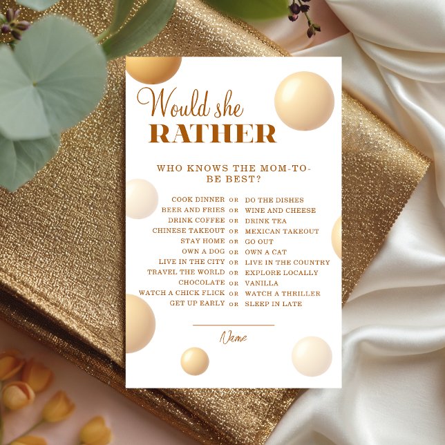 Papier Jeu de « Elle préférerait » avec ballon doré neutr (Créateur téléchargé)