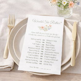 Papier Jeu de "Elle préférerait plutôt" sur le thème des 