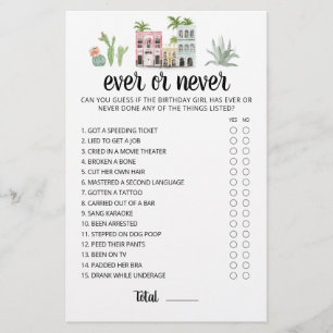 Papier Jeu de fête d'anniversaire Ever ou Never