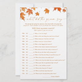 Papier Jeu de Fête de Fiançailles d'Automne « Qu'a-t-il D