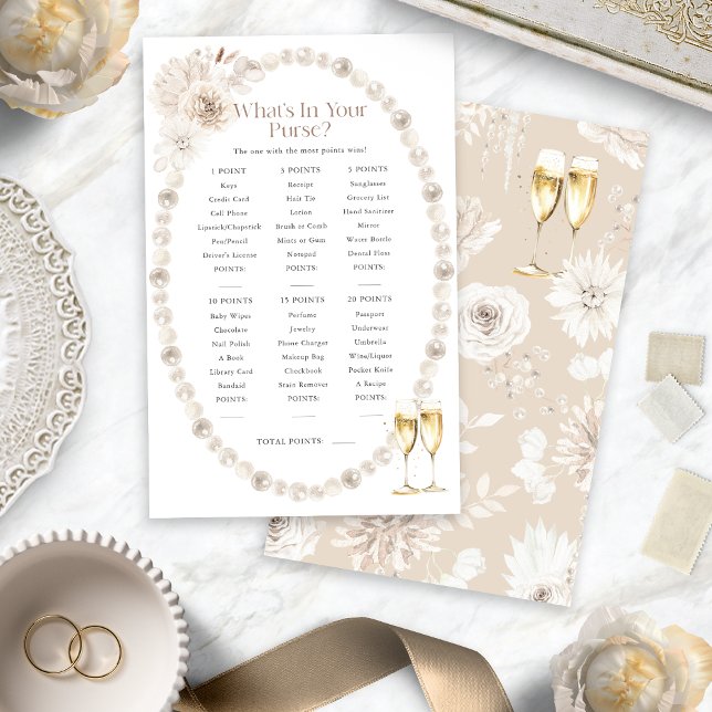 Papier Jeu de Fête des mariées (Bridal Shower Purse Game
)
