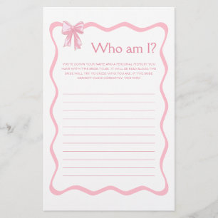 Papier Jeu de Fête des mariées à noeud Pink Bow