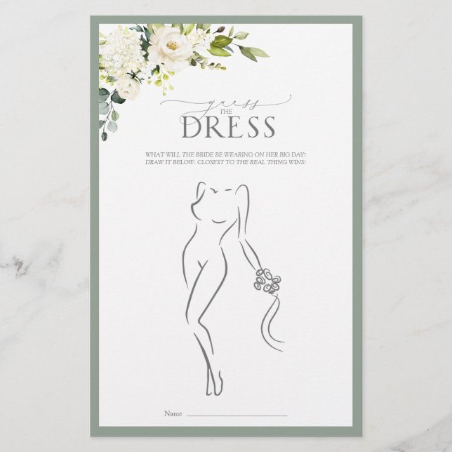 Papier Jeu de Fête des mariées blanc gris vert (Devant)