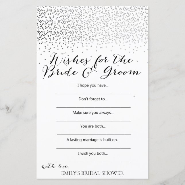 Papier Jeu de Fête des mariées Confetti Argent IMPRIMÉ (Devant)