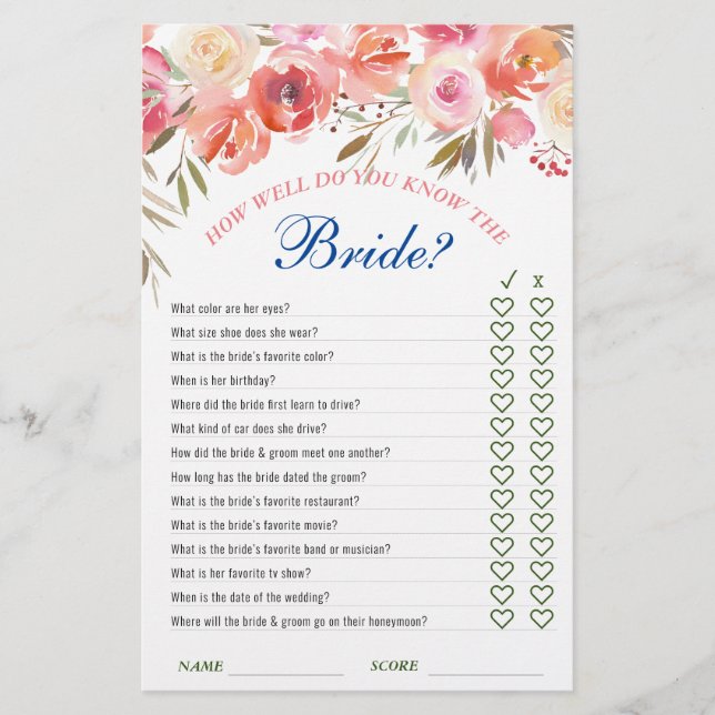 Papier Jeu de Fête des mariées d'aquarelle douce et floue (Devant)