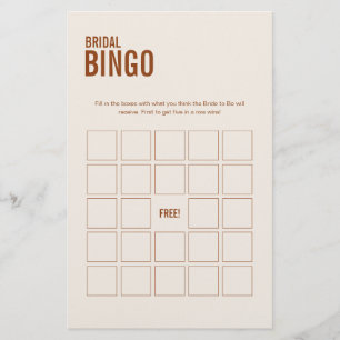Papier Jeu de Fête des mariées de bingo nuptiale en terre